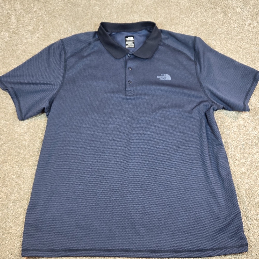 The North Face Polo Shirt‎ Mens 2XL Blue FlashDry Performance Golf Athletic Snap - Picture 2 of 10